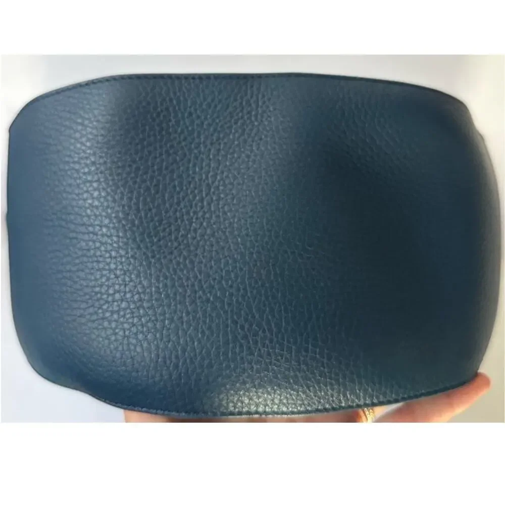 The Row XL Drawstring Hobo Shoulder Bag Marine Blue Pebbled Leather Bucket Bag